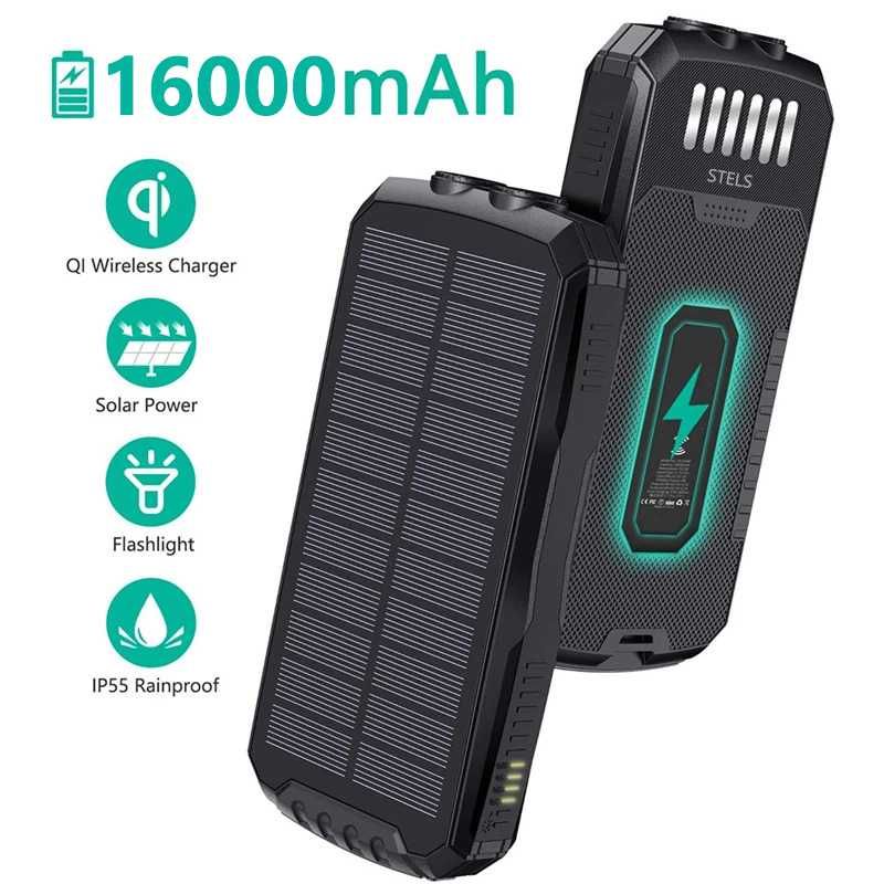 Преносима батерия STELS SolarPro 16K, PowerBank 16000mAh, LED фенер