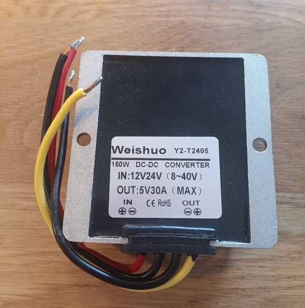 DC 12V/24V към 5V 30A 150W водоустойчив преобразувател на напрежение