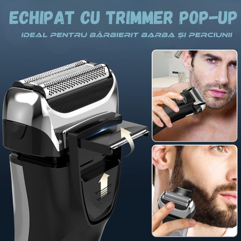 Aparat de Ras Electric Profesional, 8600 RPM, 3 Lame, Trimmer, USB