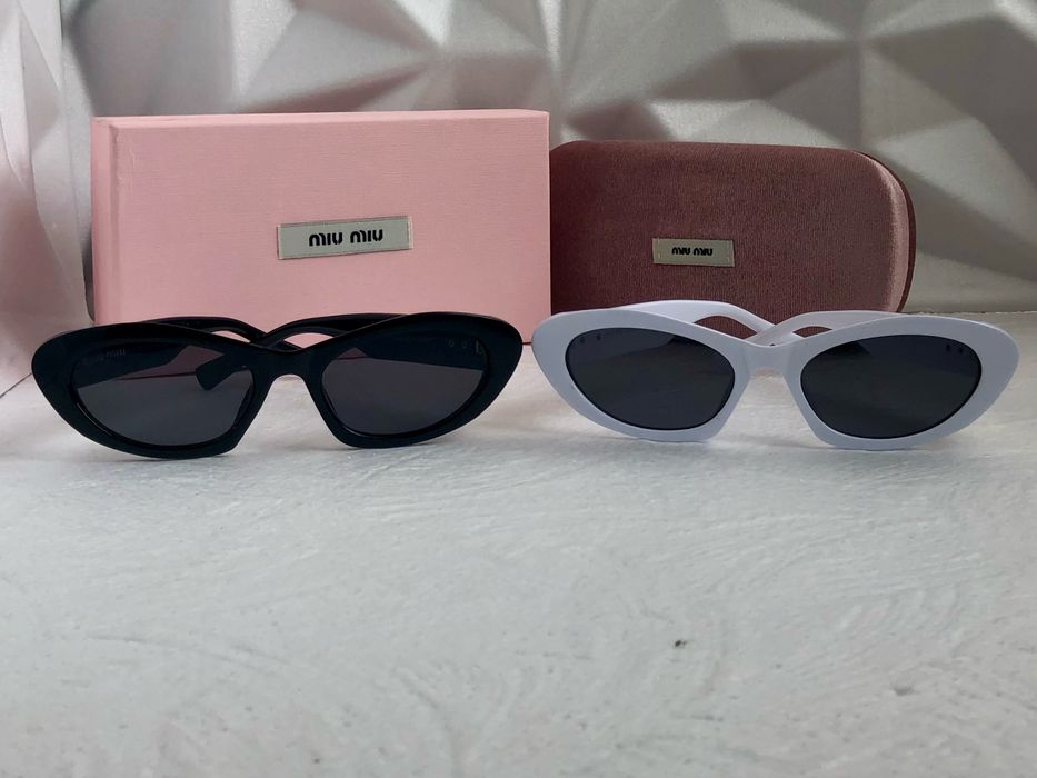 Дамски слънчеви очила елипса овални 2 цвята черни бели