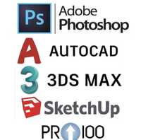 AutoCAD 3dsMax Revit Photoshop Lightroom Автокад Фотошоп Corel Pro100