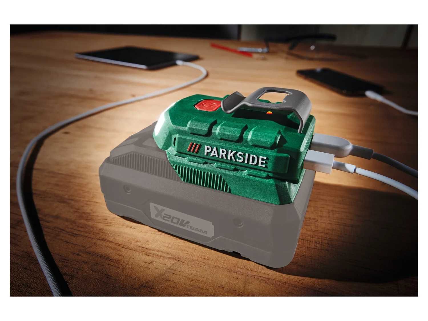 adaptor lanterna cu incarcare x20v  PARKSIDE 20V PAA 20-Li B3, 2 p