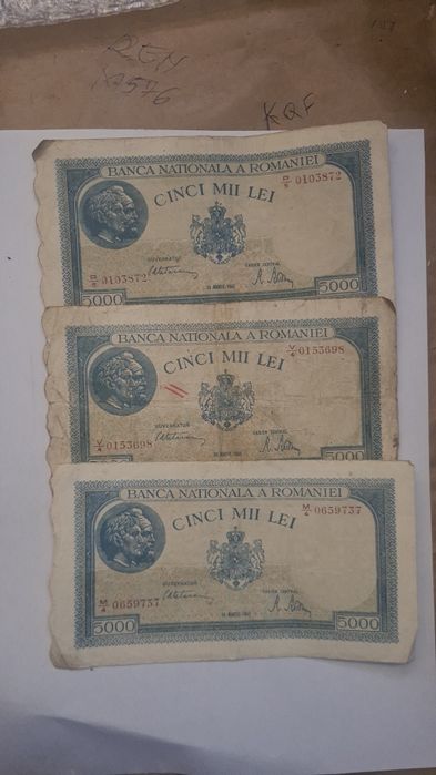 Bagnote 5000lei -1945-1944(August,Martie,Octombrie ,Mai)