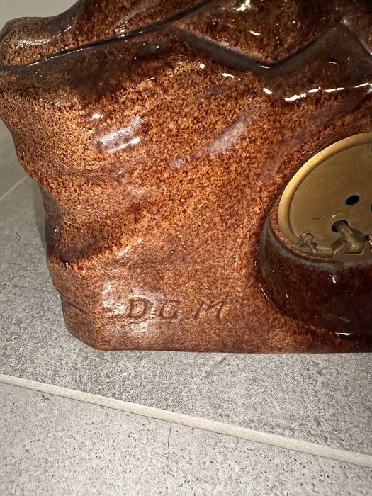 Vand ceas mecanic in forma de leu din ceramica veche (arta, decor)