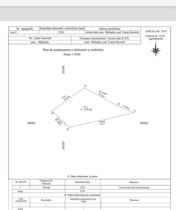 Vând teren langa apa  3 euro mp MEHADIA la 8 km de BĂILE HERCULANE