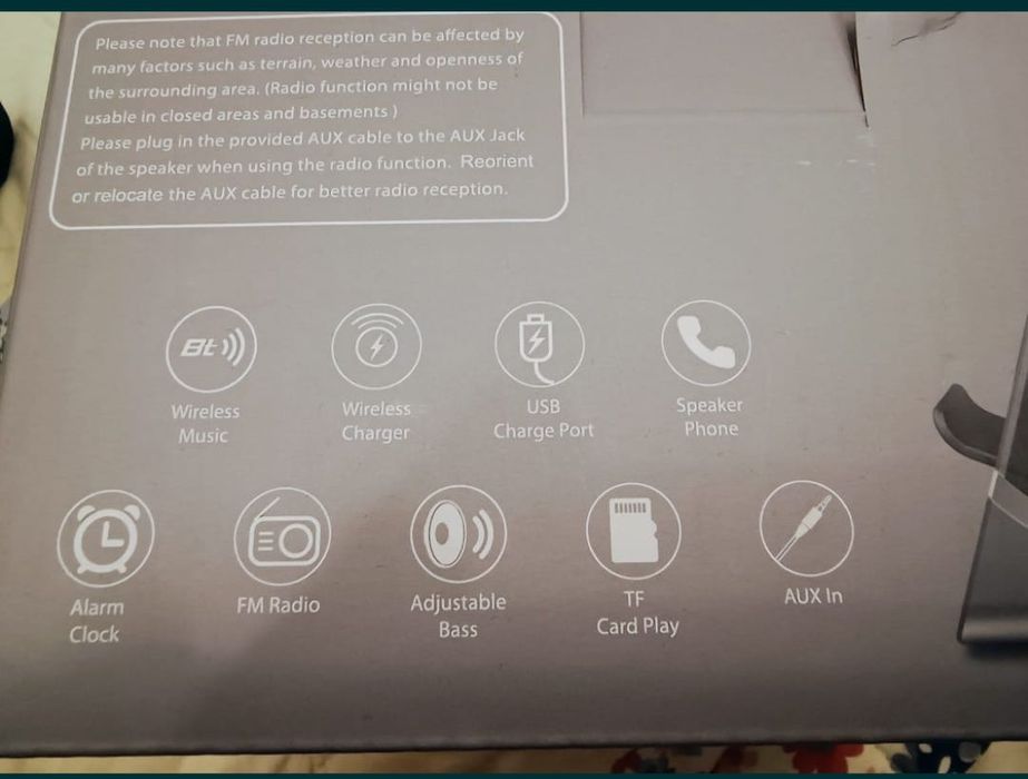 Încărcător wireless 15W,boxa bluetooth,radio,ceas,alarma,card