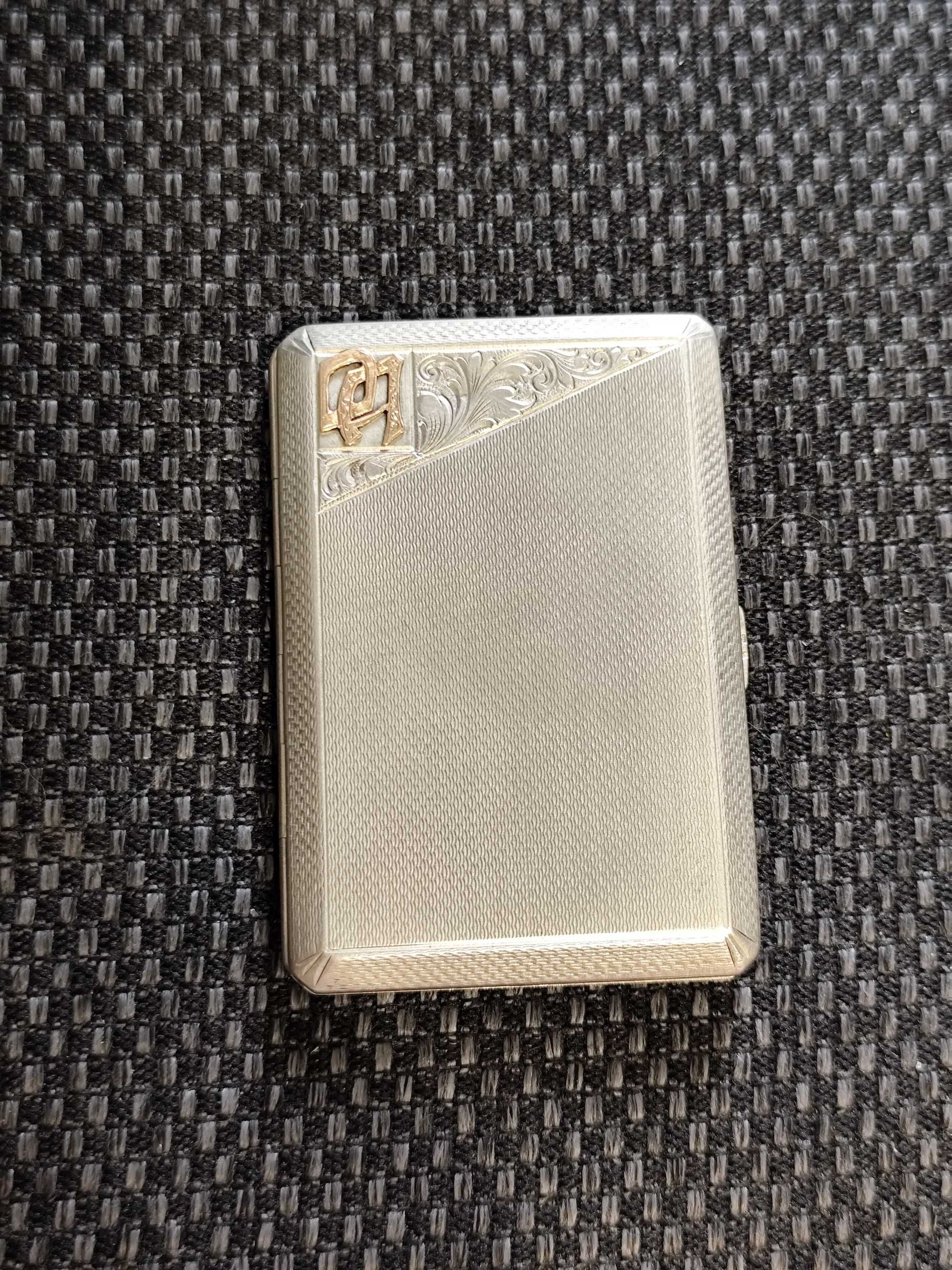 Tabachera superba argint 900, datată 1938, Art Deco, multiple stante