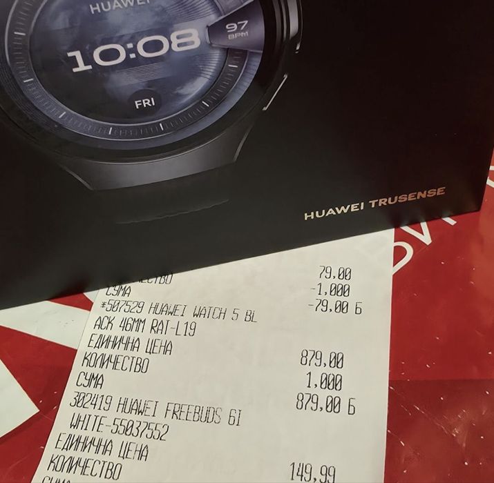 КАТО НОВ 46mm Huawei Watch 5 LTE Технополис Гаранция 2027 BLACK/ ЧЕРЕН