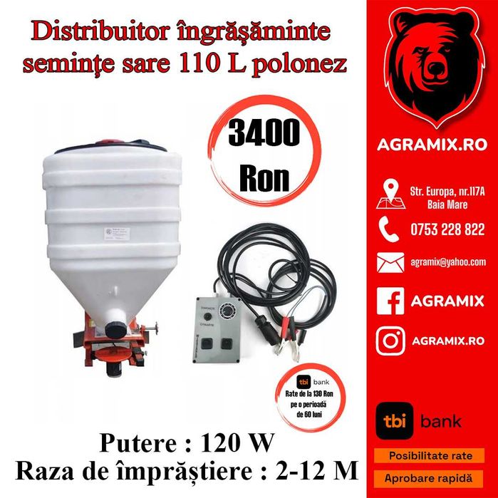 Distribuitor ingrasaminte capacitate 110 L model Polonia nou Agramix