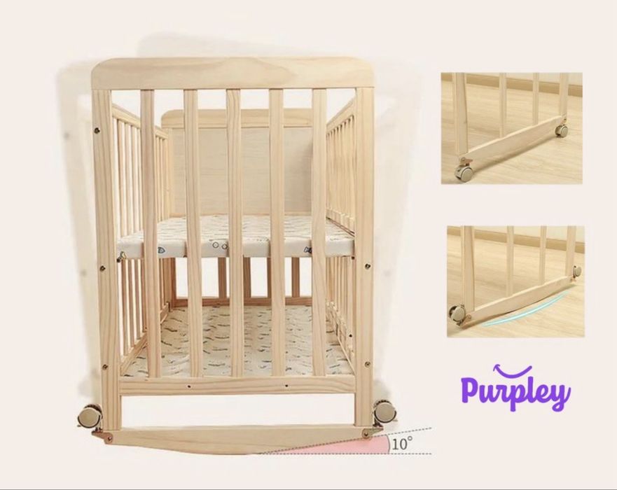 Дървено креватче, 5 в 1, за бебета и деца