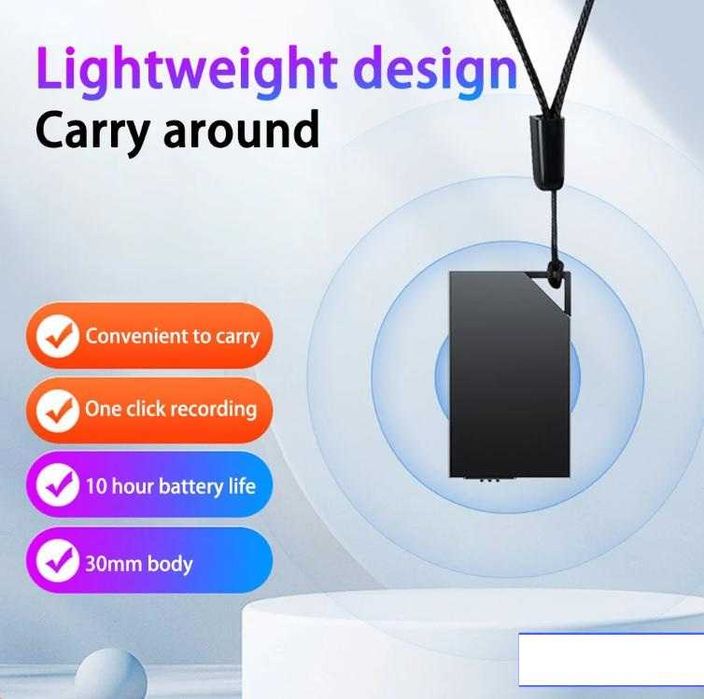 Автомоб 3см Невидим Диктофон Гласова Активация 2хМикрофона Подслушване