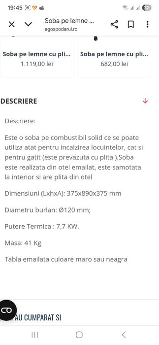 soba godin căptușit cu samota 7kw