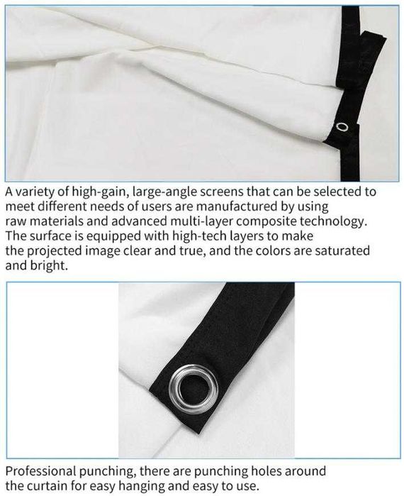 16:9 AntiLight 3D Прожекционен Екран 160° Проекторно Платно Проектор