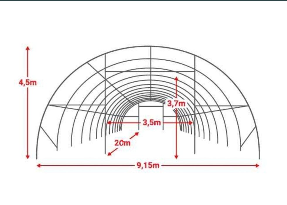 Hala 9.14 x 20 m semirotund tip cort 9x20 . 180 mp