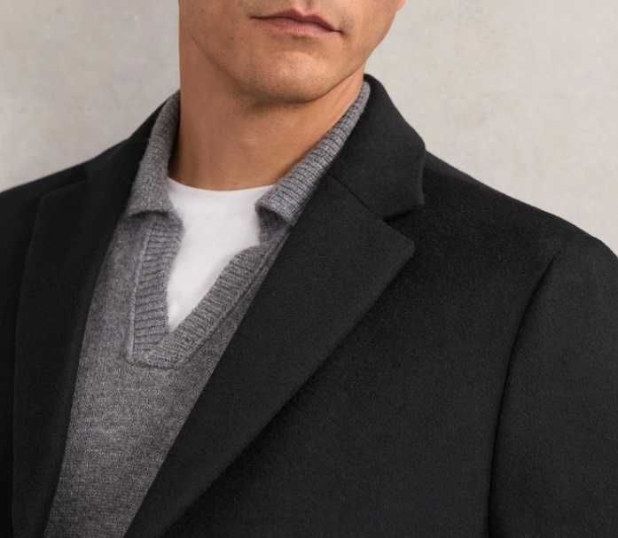 Palton slim 54 XXL premium Paolo Negrato lana moale respirabila negru