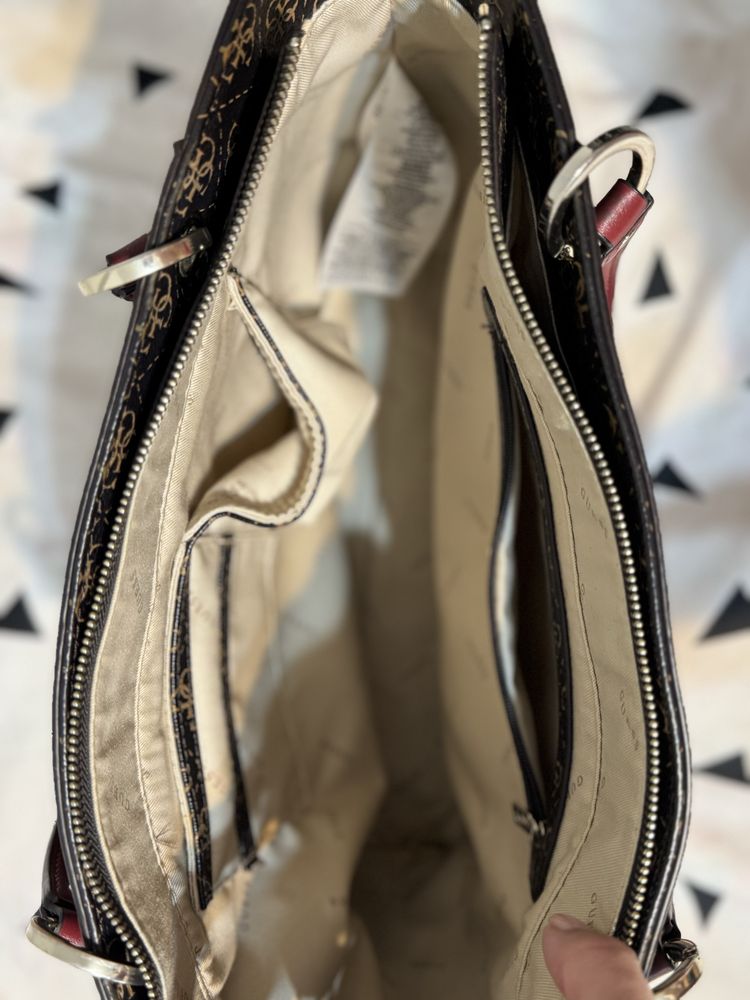 Guess geanta shopper maro bej noua