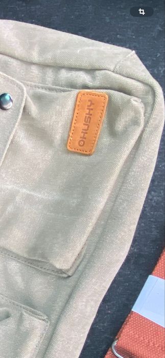 Чанта за лаптоп Ohushy 15,6“ кожа и лен