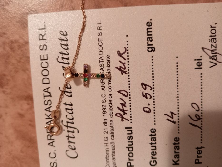 Vând aur 14 k brățară și pandativ