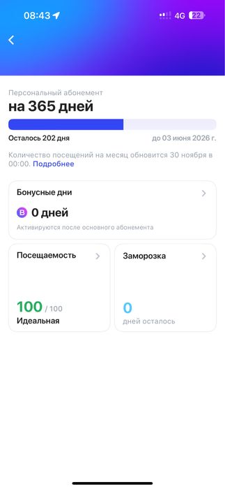 Аббонемент 1 Fit на 202 дня
