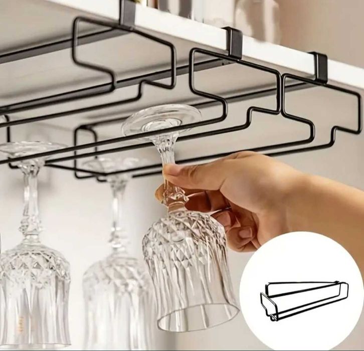 Suport pahare suspendat Set 2buc / suport pahare cu picior, negru