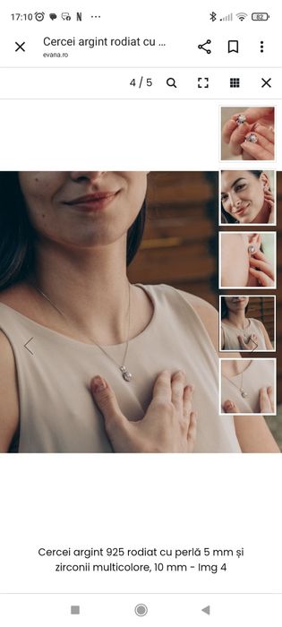 Set argint cercei și pandantiv Evana perle naturale