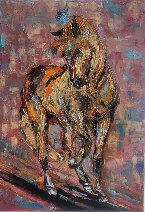 Pictura, tablou modern nou, -CAL IN GALOP NR.1- pictor roman consacrat