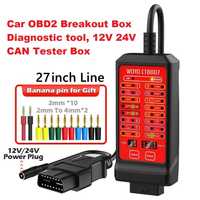 12V 24V Car OBD2 Breakout Box Diagnostic tool, CAN Tester Box