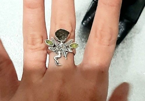 Inel argint deosebit cu moldavite si pandantiv acvamarin