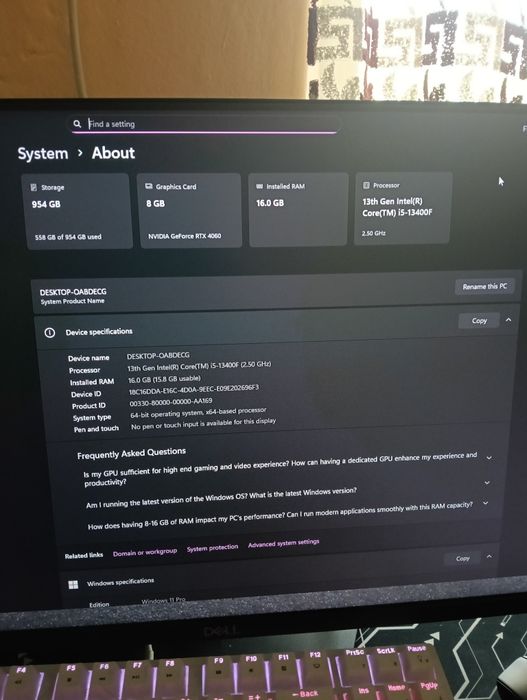 Pc gaming  rtx 4060 i5 13400f