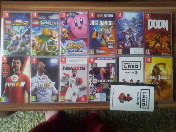Smash Bros,Arms,Witcher3,Kirby,Mario Od,Lego,Doom,J Dance,1-2 Switch