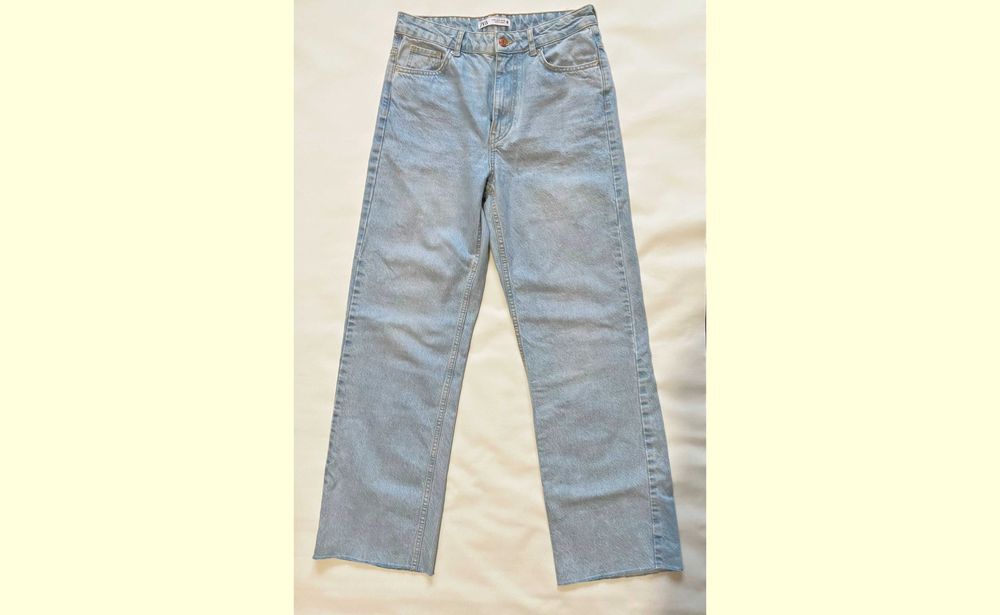 Blugi dama, Zara, albastri, largi, 38, noi