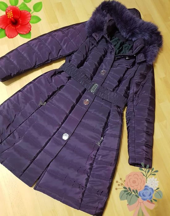 Haina matlasata dama,sezonul rece,material impermeabil,gluga blana nat