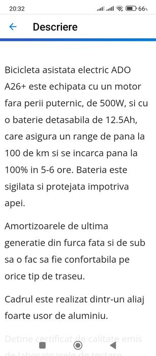 Bicicleta electrica ADO A26+