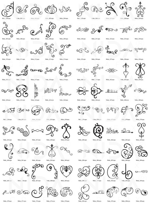Elemente vectoriale fier forjat – 349 modele DXF, SVG, EPS, CNC/Laser