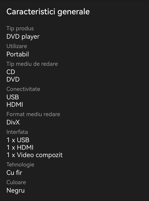 Vând DVD/CD player LG DP132H