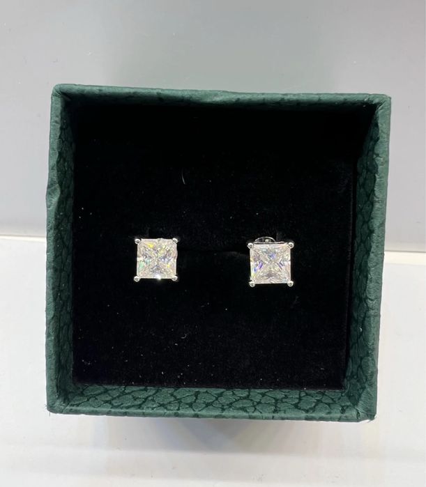 Cercei cu moissanite Princess cut