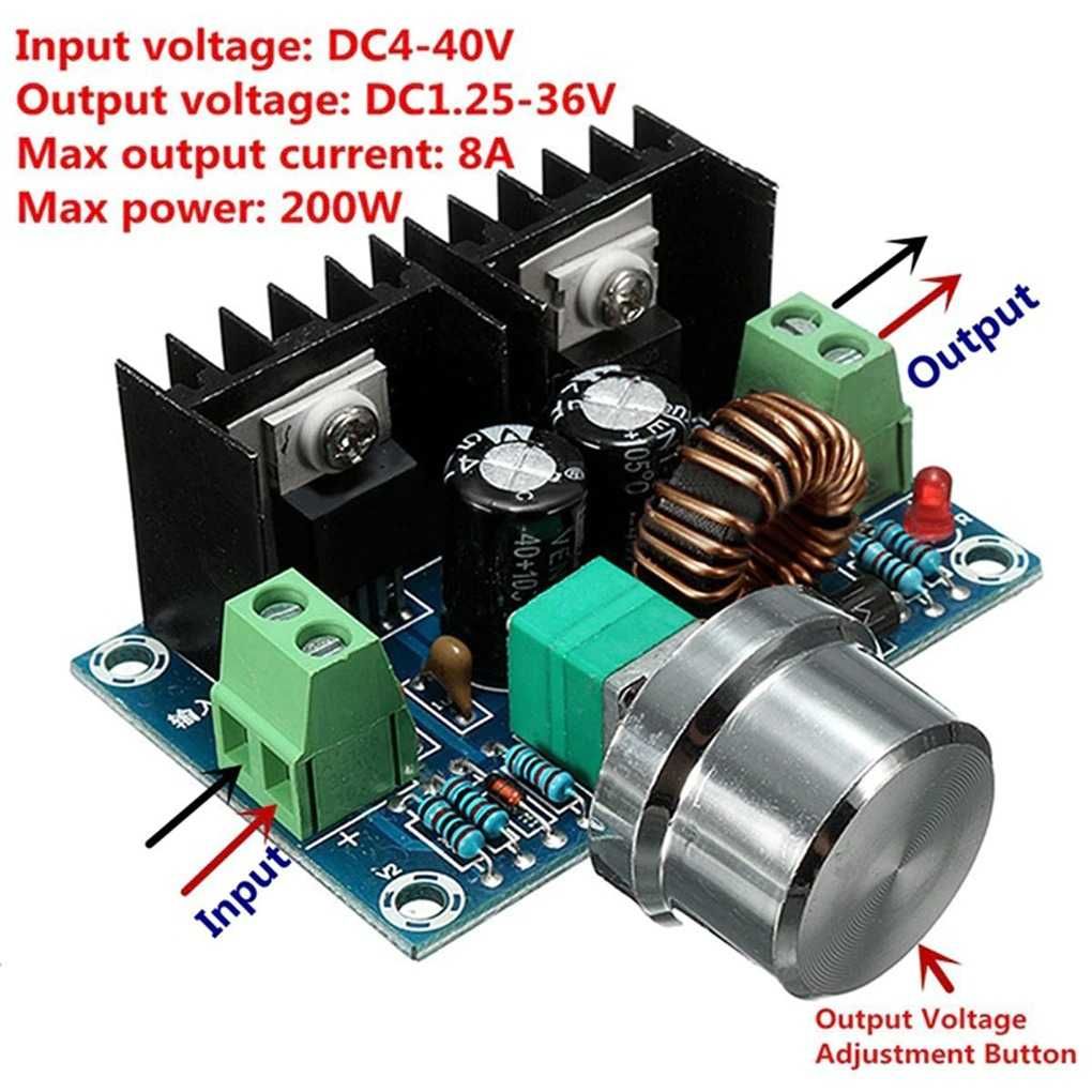 PWM Понижаващ захранващ модул от DC4-40v до DC1.25-36v 8A 200w