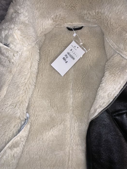 Geacă scurtă de piele cu blană, mărimea S