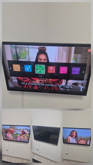 Vând TV 80 cm telefunken+suport perete.