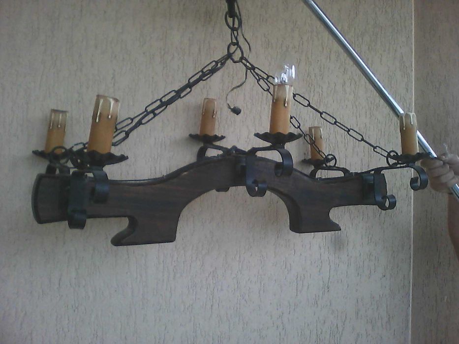 Candelabru din lemn si fier forjat