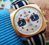 KIPLE ceas cronograf vintage cadran panda cal. Valjoux 7733 placat aur