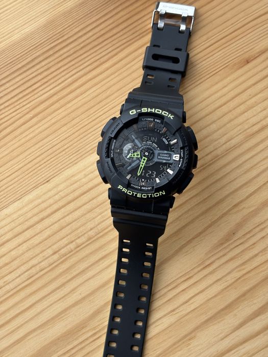 Ceas G-Shock barbatesc sport GA110, Negru-Verde, cutie metalica