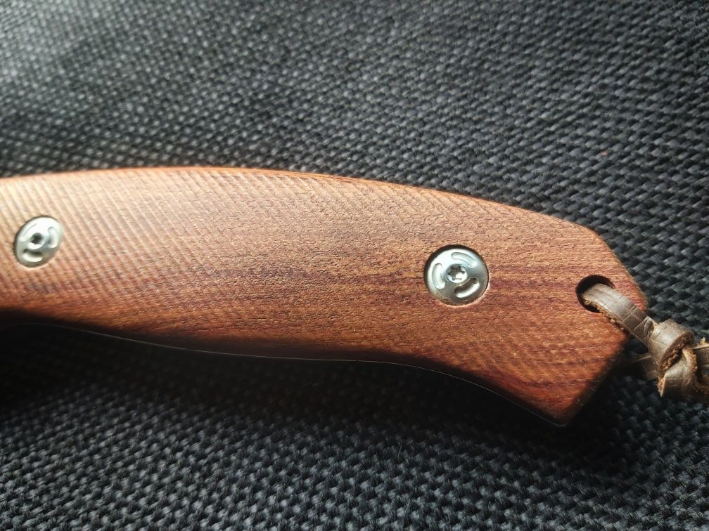 Италиански ловен нож LION STEEL,M3 ST Wood Santos,кожена кания,LN407