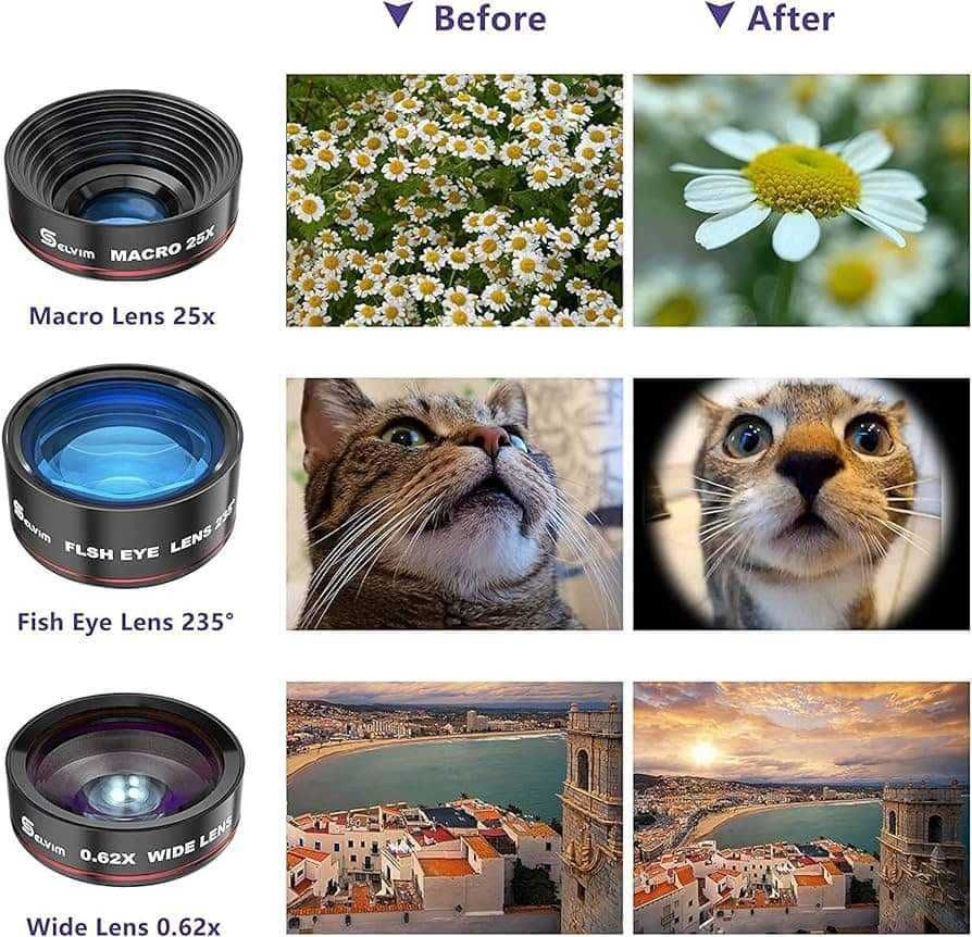 Selvim Phone Camera Lens Комплект телефонни лещи 4 в 1,