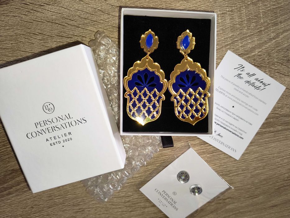 Обеци Personal Conversations - Jasmine - сини + подарък