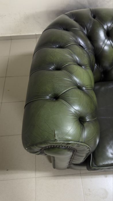 диван честърфийлд естествена кожа