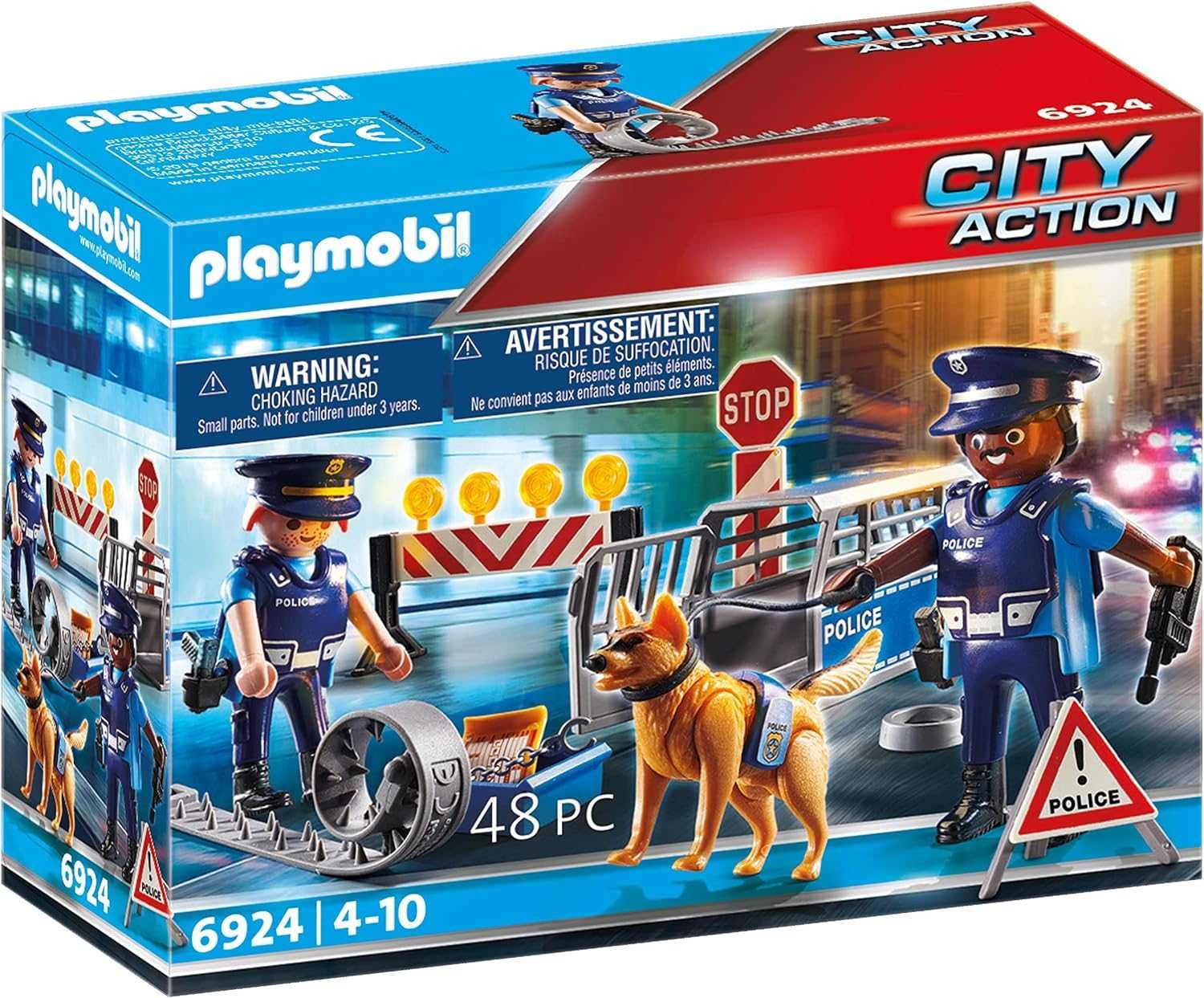 Set Playmobil City Action - Blocaj rutier al politiei, 48 piese