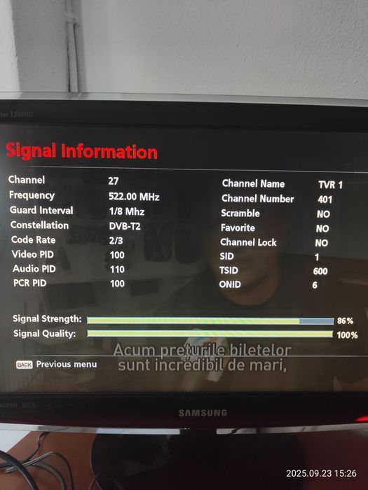 Receiver (receptor TVR prin antenă) dvb t2