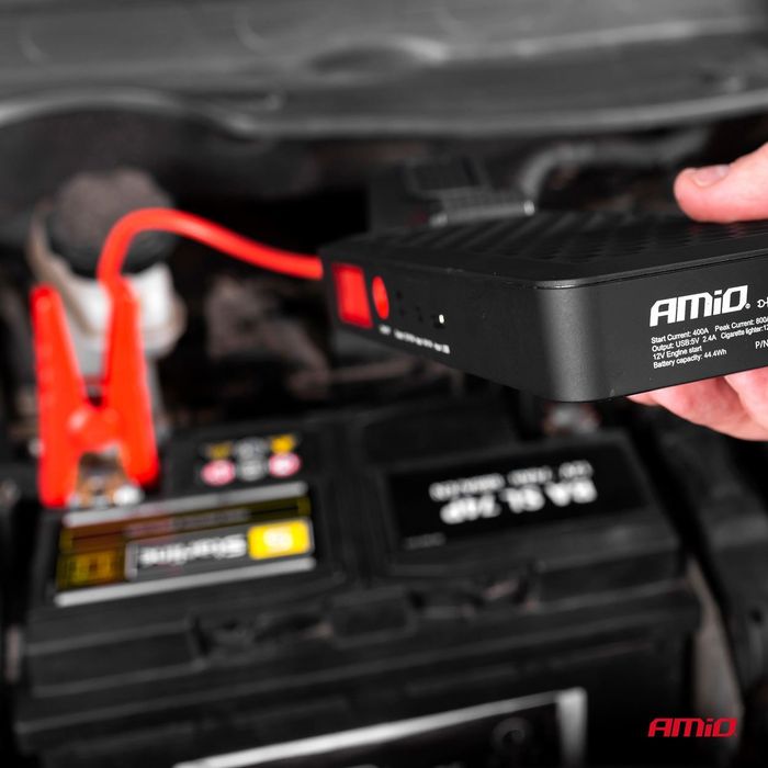 Baterie externa AMiO, mini robot pornire motor 12V si incarcator dispozitive electronice USB 5V, Jump Starter Auto