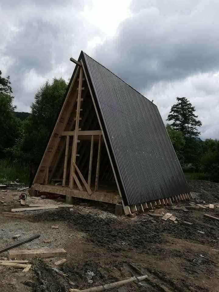 Cabana tip A Frame si casa din structura de lemn de vanzare la comanda